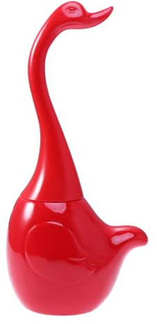 Cabilock Toilettenbürsten-Set, Schwanenform, kompakt, für Badezimmer, Bürstenset und Halterung, Rot