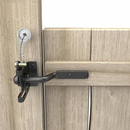 Automatic Lever Door Latches Upgrade Self Locking Heavy Duty Gate Latch Stainless Steel Spring Loaded with Pull String for Garden Wooden Fence