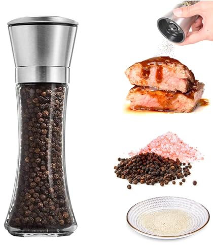 Moulins à sel et à poivre,salières et poivrières en acier inoxydable de qualité supérieure à grosseur réglable,poivre en verre,moulins à épices avec moulin en céramique