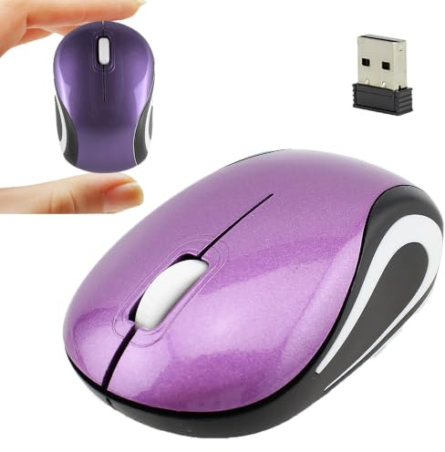 KeautFair Mini Kabellose USB Maus,Tragbar Winzig Klein Akku Mäuse,Ergonomisches Design,2,4 GHz 1000DPI,für Kinder Kleine Hände,für Reisen Geschäftsreisen,für Windows/iOS/Android Laptop/PC (Lila)