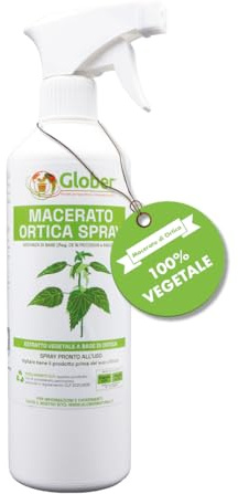 GLOBER Macerato di Ortica Spray 500ml - Antiparassitario Naturale contro Insetti Parassiti Funghi per Piante Orto Giardino e Frutta