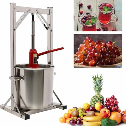 URJWAN Pressoir à Vin De Fruits, Fournitures Et éQuipements De Fabrication De Vin De Raisin, avec VéRin Hydraulique, pour L'ExtéRieur, La Cuisine Et La Maison,12L
