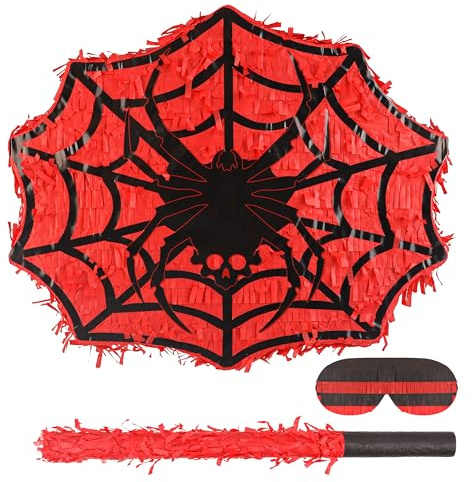 BIRCHIO Spinnen Pinata Set mit Augenbinde und Fledermaus (41 x 33 x 10 cm), perfekt für Mädchen, Kinder, Geburtstag, Dekorationen
