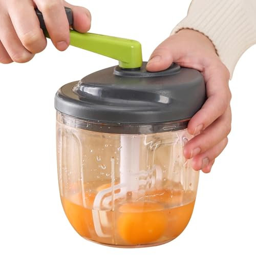 Tritatutto manuale – Tritatutto manuale per cipolle con manovella, tritatutto portatile per fast food con contenitore, tagliaverdure da cucina resistente, tritacarne per carne