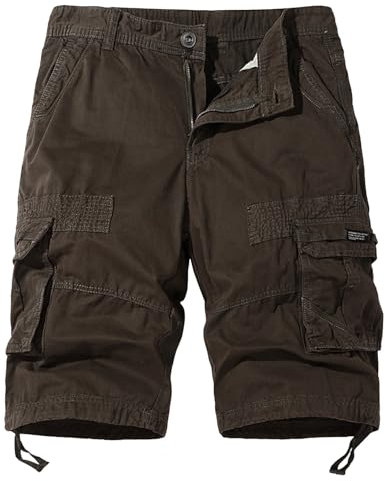 SRZYMJ Kurze Arbeitslatzhose Herren Baggy Jeans Shorts Trachtenhose Übergröße Jeans Gürtel Arbeitshose Leichte Trainingshose Bauch Weg Hosen Kurz Kaffee Radhose Lang Ohne Polster S