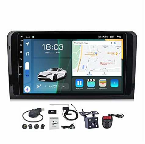 MLXABH 9'' Schermo 2 DIN Car Stereo GPS Navigatore satellitare Android 11 per ML W164 GL GL320 X164 GL350 GL450 2005-2012 Navigazione per Auto nel cruscotto Supporto Ricevitore Audio Car-Play Auto/F