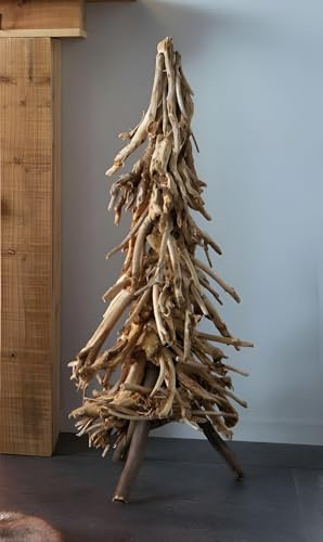 Dekoleidenschaft Tannenbaum Wurzelholz 78 cm hoch, Weihnachtsbaum Alternative, Christbaum aus Holz für Innen, Wohnzimmer Weihnachtsdeko