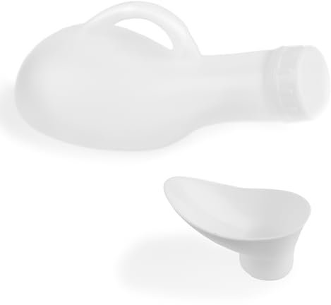 1200ml Unisex Urinal Bottle and Funnel - Easy Grip Handle, Portable Leak Proof Pee Bottle for Men and Women with Lid, Portable Travel Toilet, Ideal for Travel, Caravans, Festivals, Elderly Care