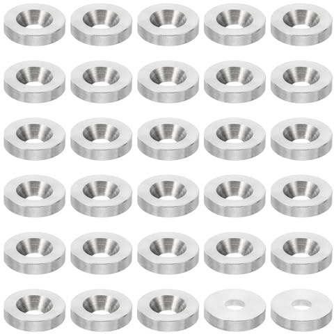 PATIKIL Rondelle Fraisée M4 Finition, 30Pcs 14mm de Diamètre 3mm de Hauteur Solide Acier Inoxydable 304 CNC Rondelle en Forme de Tasse à Tête Plate pour Constructions