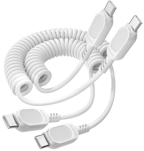 toocki Cavo USB Type-C Retrattile 100W [2 pezzi, 0.9-1,8 m] - Cavo di Ricarica Rapida USB-C per Android Auto, MacBook, iPhone 16 15 Serie, Galaxy S24/S22/S21, Xiaomi, Smartphone, Tablet e Laptop