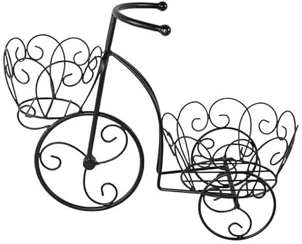 Siam Express Vintage 2 Tier 3-Wheel Metal Trike Bicycle Planter Stand - Tricycle Flower Pot Shelf Cart Holder Home Indoor Outdoor Display Decorative for Patio, Deck, Garden, Lawn