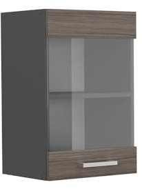 Vicco Küchenglasschrank R-Line, Edelgrau, 40 cm | 1 Tür · 1 Einlegeboden · Tiefe – 31 cm · ✓ Frei kombinierbar · ✓ Alles im Blick