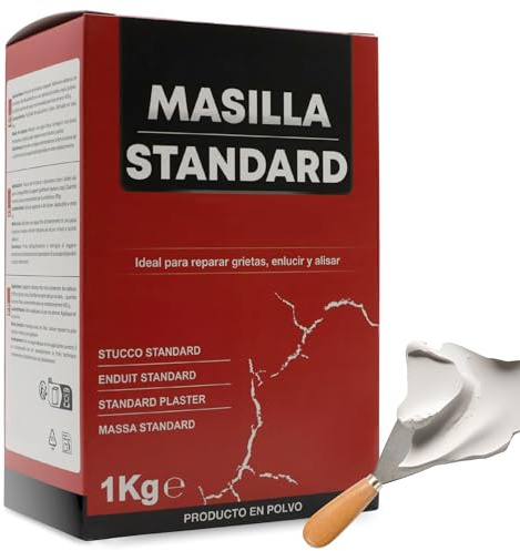 TECHZOCO Masilla Standard de Pared, Pasta para reparar grietas, enlucir y alisar, Producto en polvo, Ideal para reparar fachadas, Modo de preparación para diluir en agua, Contiene 1 Kg