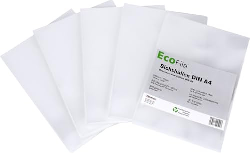 Sichthüllen A4 PCR‑PP 160my milchig glatt mit Griffaussparung 100Stk | 160 my starke PCR‑PP‑Folie aus recycelten Endkundenabfällen, milchig‑glatt und fotoecht