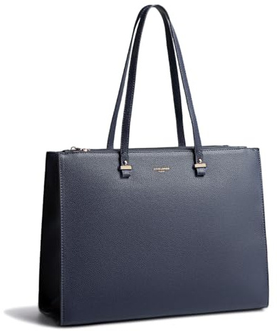 David Jones - Damen Shopper Handtasche - Große Schultertasche PU Leder Frau - Laptop 15 Zoll Arbeit Büro Schule Uni Elegant Tote Bag - Arbeitstasche Business A4 Tasche Lange Henkel Alltag - Blau
