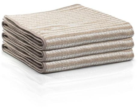 Das blaue Wunder Extra Premium Geschirrtuch Set 40x60 | Reinigungstuch zum Putzen und Trocknen (3, warm grau)
