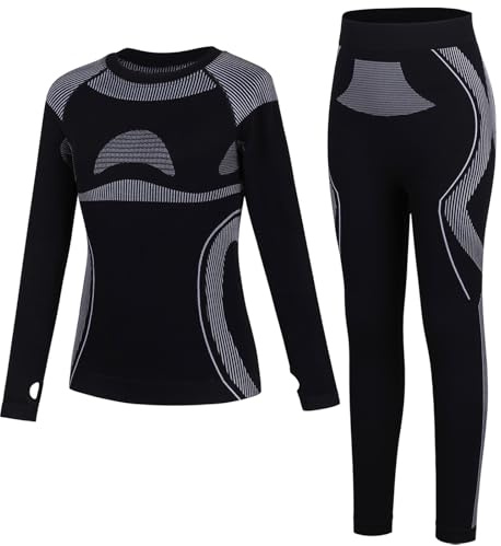 beautyin Girls Boys Thermals Ski Base Layer Long Johns Underwear Hot Chilly Thermals Black/Grey
