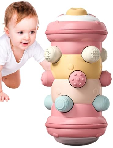 Juguetes para gatear para niños pequeños,Juguete con rodillo para gatear | Juguete de actividad móvil interactivo sensorial - Juguetes educativos de aprendizaje para el aprendizaje del color, habilida