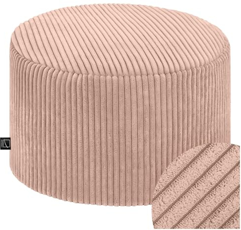 Domarex Runde Sitzpouf 45x25 cm weich modern Fußhocker Sitzhocker gepolstert rutschfest für Wohnzimmer Schlafzimmer Kinderzimmer Made in Polen