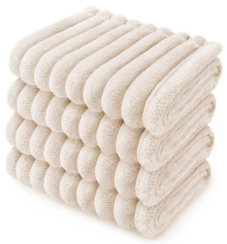 VAIGU:OA Hundedecke Katzendecke Waschbar, 4 Stück Decken Flanell Haustier Decke für Kleine Hunde Welpen Katzen, Flauschig Weiche Haustier Decke, Schutzdecke Hundesofa, 45x65 cm Beige