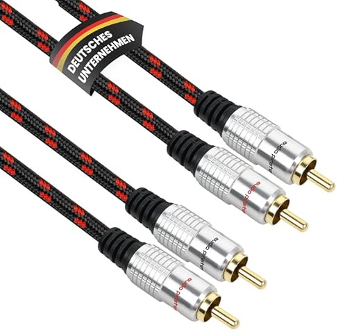 audio pirates 2x2 RCA Cinch Kabel | Stereo ljudkabel | 3m | OFC-koppar | OD: 6mm | Nylonfodral | 24K guldkontakter | Hifi, hemmabio, bil | PERFORMANCE+ COLLECTION