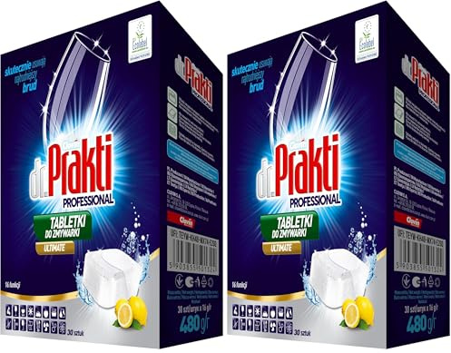 dr.Prakti ULTIMATE Tabletas Lavavajillas Limón (30 Cápsulas), Cápsulas para una limpieza eficaz, protege el lavavajillas contra la cal (Paquete de 2)