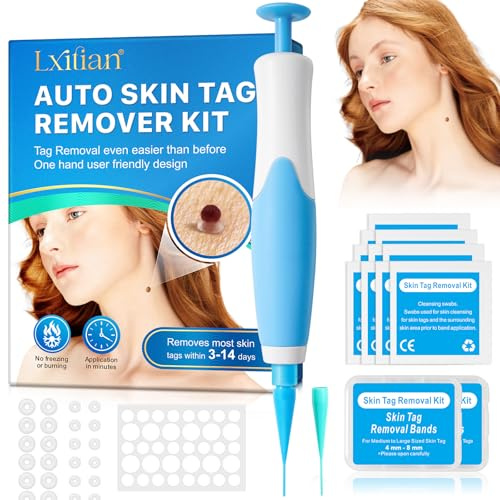 Warzen Entfernungs-Set, Skin Tag Removal mit 40 Entfernungsbändern und 10 Reinigungen für kleine bis große Hautflecken von 2 mm bis 8 mm, Warzenentferner für Gesicht und Körper