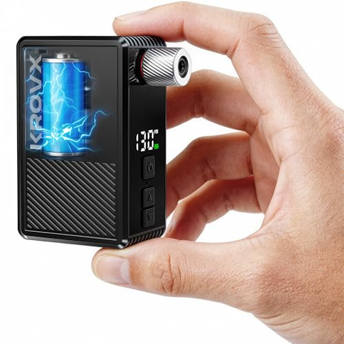 Mini Fahrradpumpe Elektrisch,Max130 PSI Elektrische luftpumpe mit Digitalem Manometer,3 in1 Iuftpumpe, Automatic Shut-Off,with Schrader Valve and Presta for Road Bike Mountain Bike,Ball