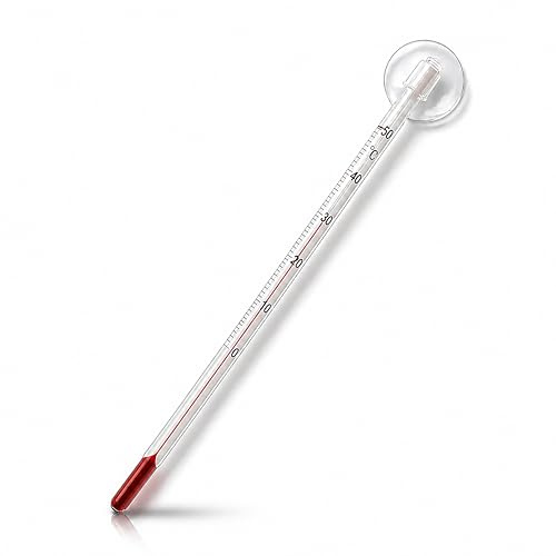 Aquarium Thermometer Glas mit Saugnapf – Analoges Wassertemperatur Thermometer 0–50°C – Präzise Temperaturmessung Aquarium, Gut Ablesbar, für Fische, Garnelen, Süß- & Meerwasser Aquarium
