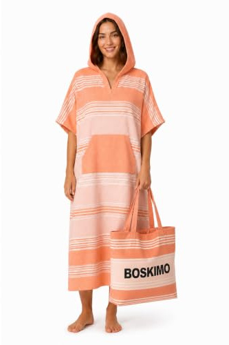 BOSKIMO Poncho Toalla Adulto Capucha - Playa Piscina Surf - Bolso Incluido