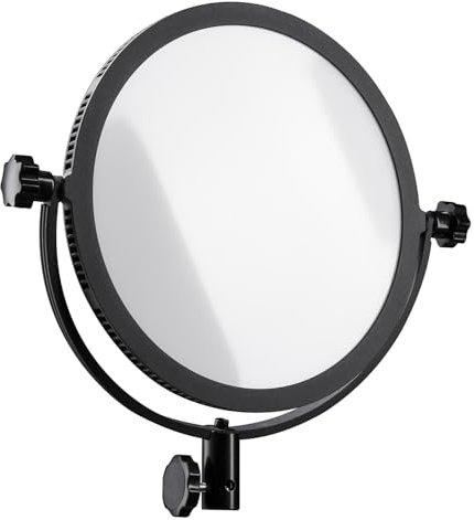 Walimex pro Soft LED 300 Round Daylight Flächenleuchte, leistungsstarke Videoleuchte 30 W, runde Studioleuchte mit U-Halterung, LED Leuchte mit Farbtemperatur 5600 K