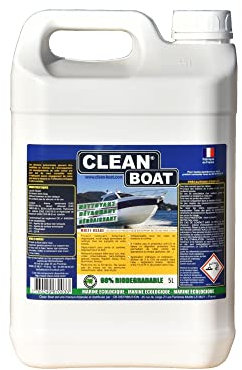 Clean Boat 5L| Nettoyant bateau Multi-usages qualité supérieure | nettoie, détache, dégraisse et protège le bateau intérieur et extérieur. Biodégradable 98%. Fabriqué en France depuis 25 ans