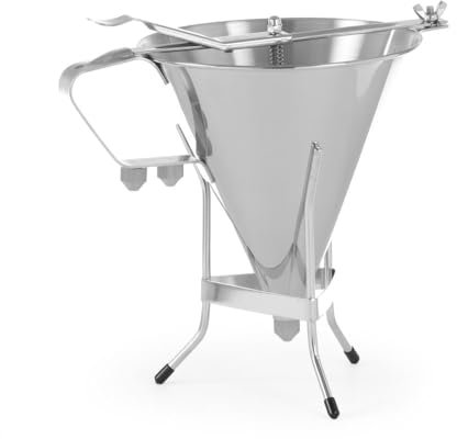 HENDI Fondanttrichter, mit drei verschiedenen Düsen, Griff aus Polypropylen, Dosieren, Dekorieren, Geschirrspülmaschinengeeignet, 1,5L, ø190x(H)220mm, Edelstahl