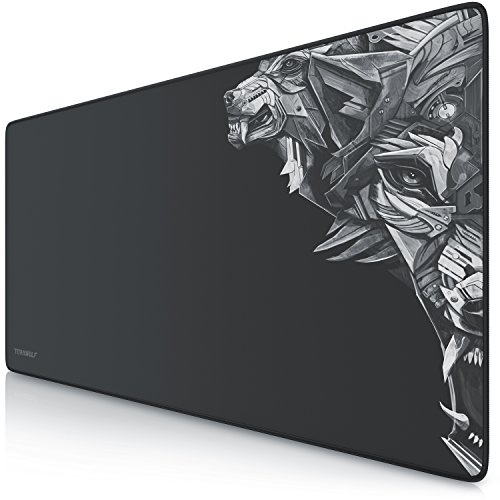 TITANWOLF - XXL Tappetino per Mouse da Gioco - Gaming Mousepad Extra Grande 900 x 400mm - Pad con Base in Gomma Antiscivolo - Spessore 3mm - Nero - Modello Delta