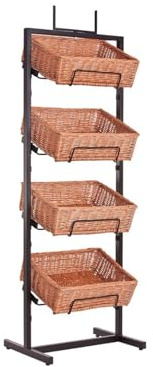e-wicker24 Alles aus Weide Tiered Display Shelf Natural Wicker Confectionery Display Stand Vegetable Rack for Shop Food Display Stands for Buffet 4 Tier Fruit Basket Wicker Sweet Stand