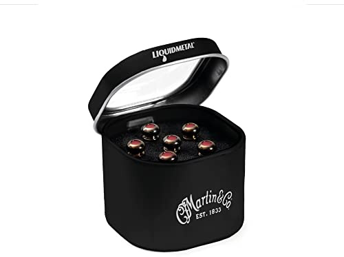Luxe by MARTIN® Stegstifte für Akustikgitarre - Gold mit roter Einlage, Liquidmetal®-Konstruktion für mehr Lautstärke und Sustain, 6er-Set