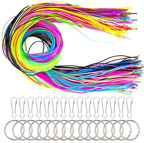 tao Pipe 200 PCS Scoubidou Strings with Snap Clips Key Chain Rings