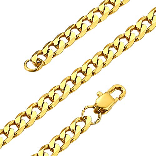 Goldchic Chain Necklace for Men, Silver/Gold/Black, 4/6/9mm, 14-30' Length | Stainless Steel Cuban Chains, Hypoallergenic Sturdy Necklaces Jewellery(Come with Gift Box)