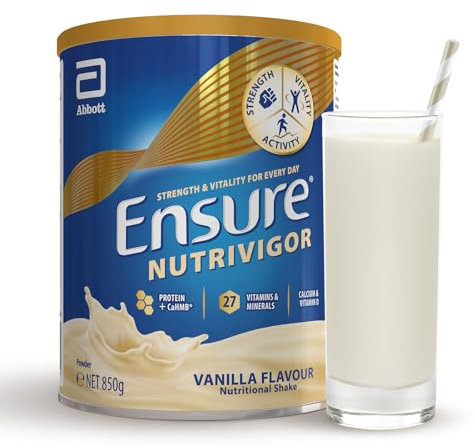 Ensure NutriVigor Nutritional Shake – Vanilla Flavour – 850g – Food Supplement with Protein, HMB & 27 Vitamins & Minerals – Supports Strength, Energy & Immunity – With Vitamin D, C & B