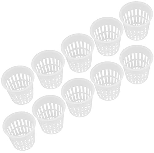 Haofy 10 Stück Hydroponics Net Pot Garden Schlitzgitterbecher, Kunststoff-Pflanzkorb für Hydroponik, Aeroponik, Orchideen (schwarz/weiß)(Weiß)