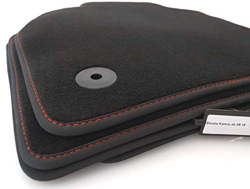 kh Teile Fußmatten passend für ID3 ID.3 (Rote Naht) Premium Velours Automatten Matten Innen Schwarz 4-teilig