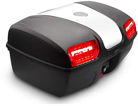 ZXCASDF Topcase Motorradkoffer Motorradkoffer 47 L Für Zwei Helme Universal Motorradtasche Rollerkoffer Motorradkoffer Topcase Roller Top Case,Weiß