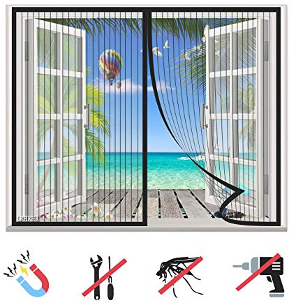 Zanzariera Magnetica Finestra, Rete Tenda Anti-Zanzare Porta Auto Chiusura, Facile da Installare, Per Corrido Porta Finestra-Black-A|| 31x47inch(80x120cm)