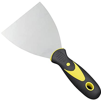 PLASTIFIC Putty Knife, Spackle Knife, Metal Scraper Tool for Drywall Finishing, Plaster Scraping, Decals and Wallpaper, with Plastic Handle and Metal Blade (4 Inches)