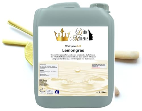 Dufte Momente | Whirlpool Duft Lemongras 5 Liter | Badezusatz | mit naturreinen und natürlichen ätherischen Ölen | kein Schaum | vegan und ohne Tierversuche