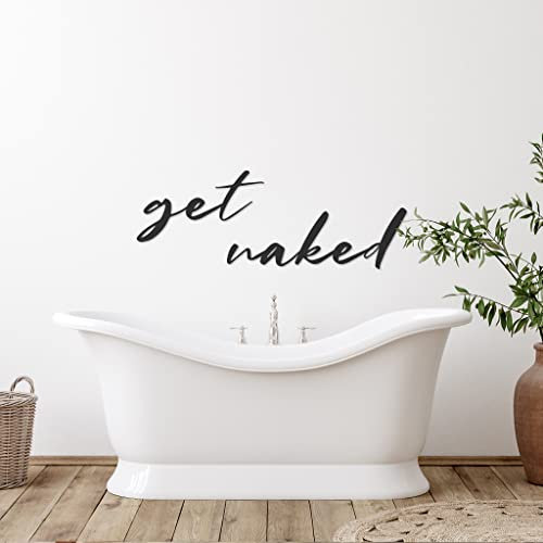 BISKAMI Wandzitat | Get Naked | Badezimmer-Dekoration | Schlafzimmer-Wanddekoration (Schwarz)