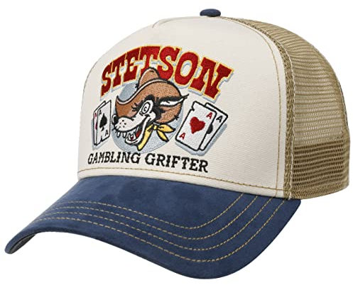 Stetson Gambling Grifter Trucker Cap Front Schirm 100% Baumwolle Größenverstellbar Mesh-Einsatz Baseballcap Sommer Winter beige One Size