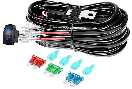 Willpower Kabelbaum Kabelsatz für LED Arbeitsscheinwerfer Lichtleiste 12V | 40A Relais Adapter 18AWG Ein-/Aus-Kippschalter für 2 Lampe, Balken, für KFZ Offroad Auto Traktor ATV LKW 4x4