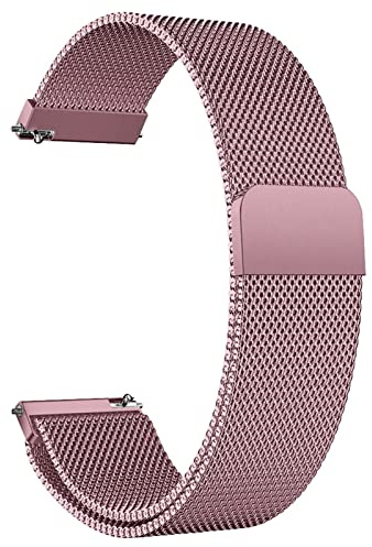 Allgemeine Uhrenband-Metall-Mesh-Uhr-Armband, Edelstahl-Magnet-Mesh-Uhr-Band-Schnell-Trennband 18mm 20mm 22mm, for Männer und Frauen Smartwatch-Uhren Ersatzband ( Color : Rose pink , Size : 22mm )