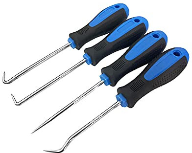 Präzisions-Haken- und Dietrich-Set, 4-teilig, Chrom-Vanadium-Stahlschaft, zum Entfernen von Schläuchen und Dichtungen (Blau)